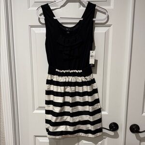 BCX Stylish Black and White Dress with Cute Ruffle!
